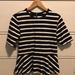 Gap Navy/white stripe peplum
